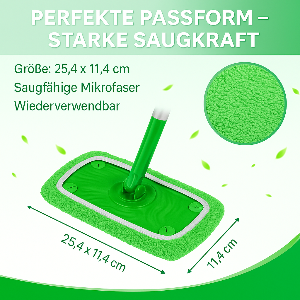 Premium Mikrofaser Mop-Pads – Wiederverwendbare Tücher für Nass- & Trockenreinigung | Waschbare Boden- & Möbel-Reinigungstücher | Kompatibel mit Sweeper Mop