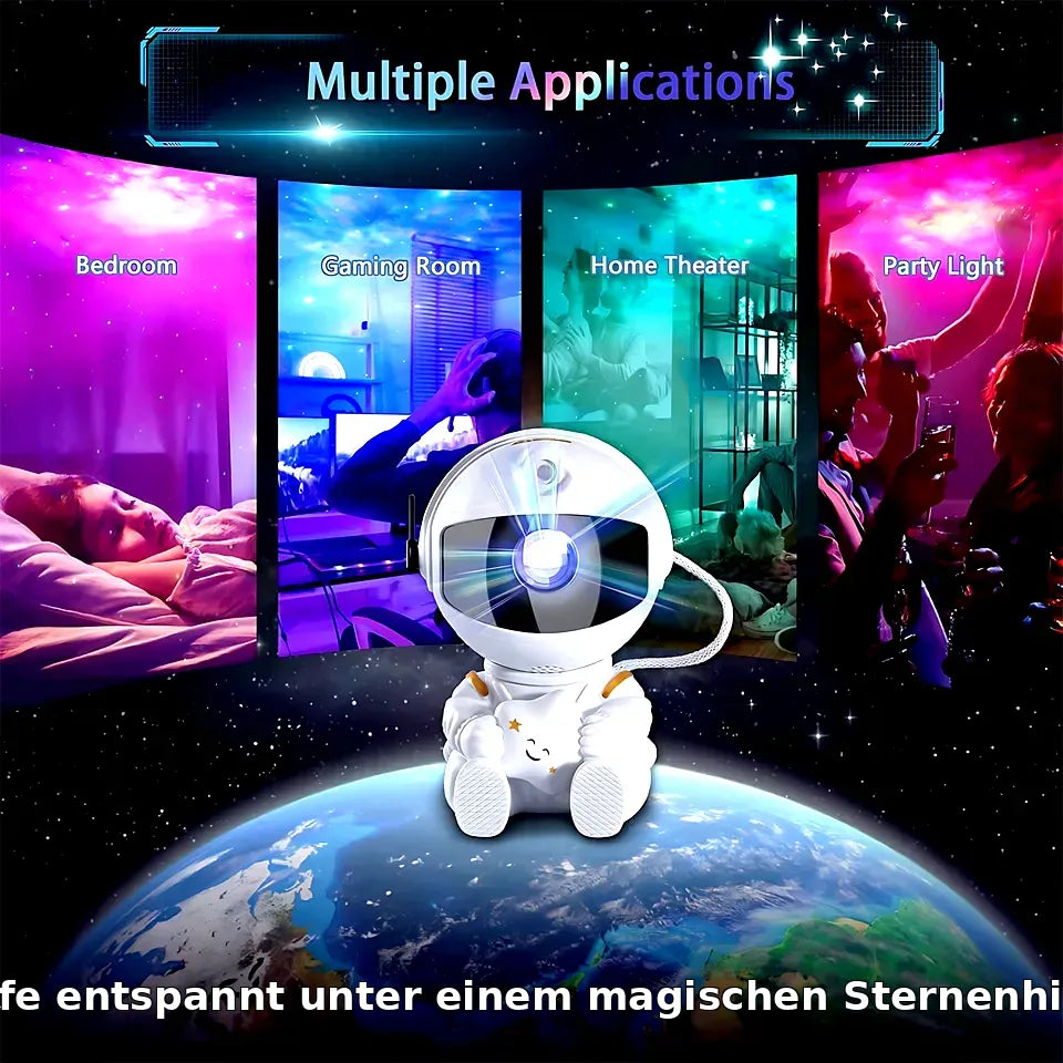 Astronaut Sternenprojektor – LED Galaxy Nachtlicht mit Nebel für Kinderzimmer & Schlafzimmer