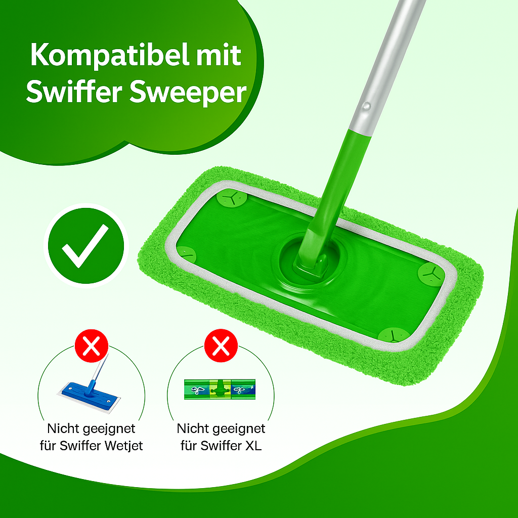 Premium Mikrofaser Mop-Pads – Wiederverwendbare Tücher für Nass- & Trockenreinigung | Waschbare Boden- & Möbel-Reinigungstücher | Kompatibel mit Sweeper Mop