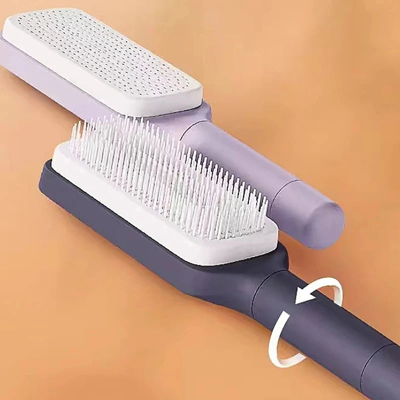 Massagekamm für Kopfhaut, selbstreinigende Haarbürste, drehbar, einziehbar, antistatisch, automatisch rotierend, hebend, gegen Haarausfall ﻿